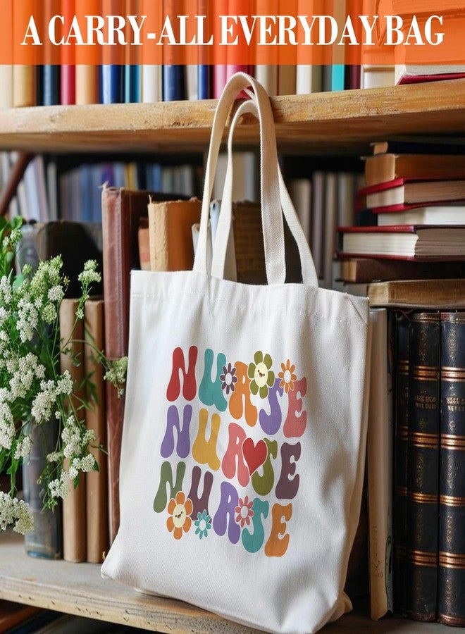 Levitatinyear Floral Nurse Canvas Tote Bag, Nurse Life Tote, Nurse Appreciation Gift Bag, Nurse Week Gifts for Women, Graduation Gifts for Nurse, Retro Shoulder Bag Gifts for Nurses -34 - Image 3